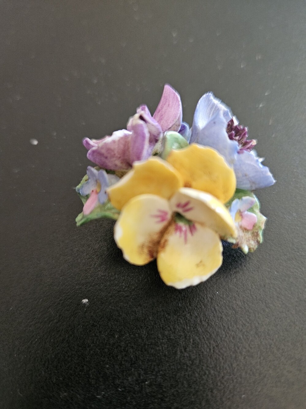Hand-Painted Yellow & Purple Floral Brooch - Women Jewelry